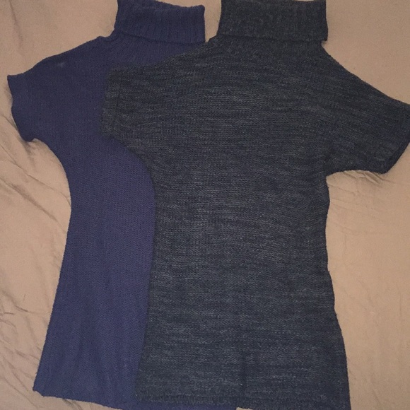Ambiance Sweaters - Two turtle neck long short-sleeved sweaters.